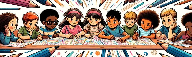 les enfants de maternelle petite section s'exercent en graphisme ps - tracer à partir d'un point