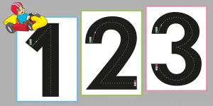 Autoroute des Chiffres en Maternelle - Un Parcours Vers la Reconnaissance de Nombres - Stimuler la motricité fine tout en apprenant avec les pistes graphiques des chiffres