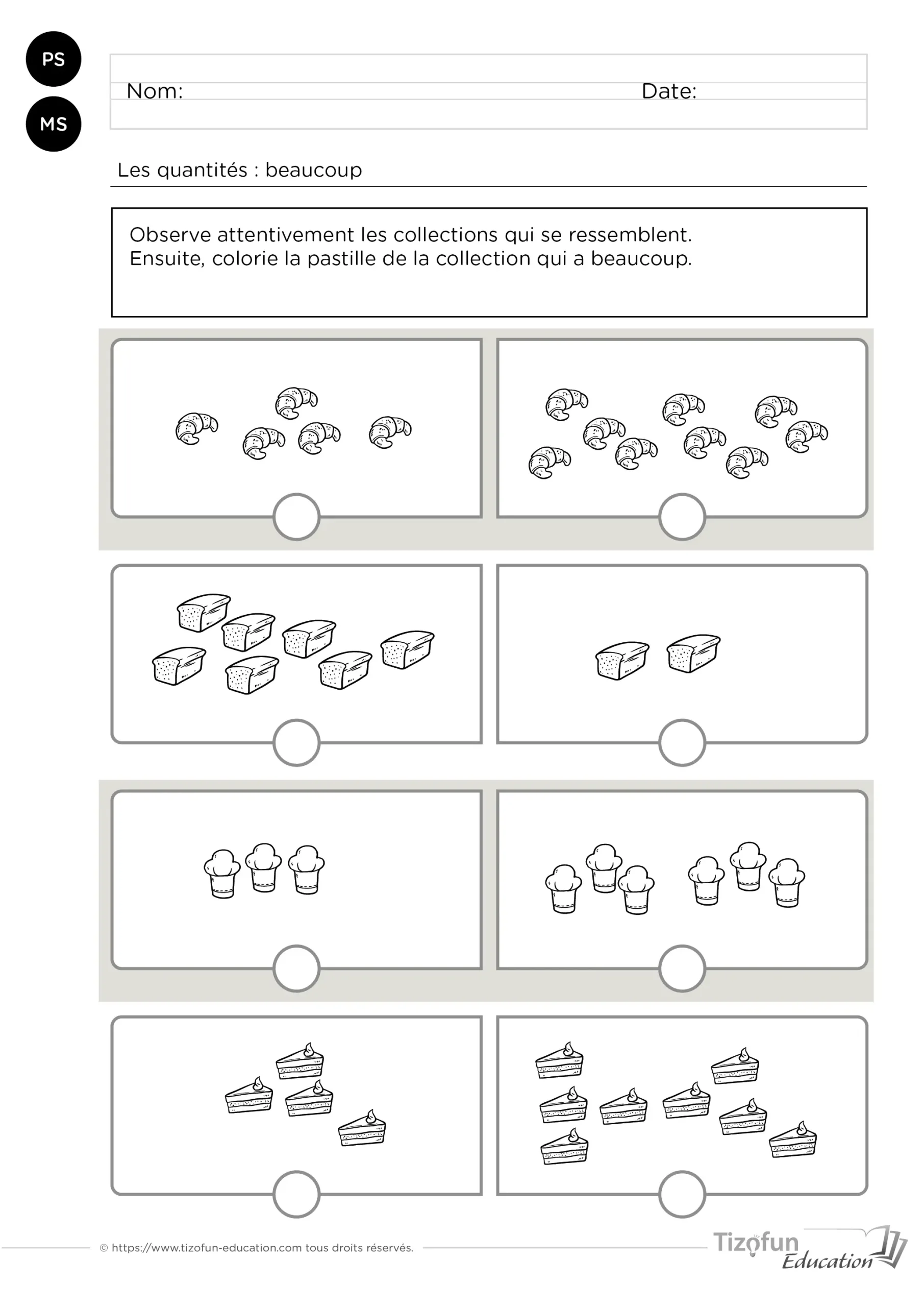 Comparaison Quantit s Peu Beaucoup Fiches Maternelle Imprimer 