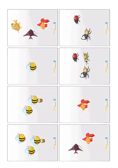 cartes quantités pour jouer à pick-up go