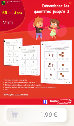 Exercices de dénombrement des nombres - fiches PDF Maternelle PS