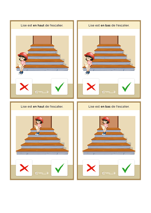 Cartes memory sur les Positions Haut et Bas : Jeux de Vocabulaire Spatial pour la Maternelle