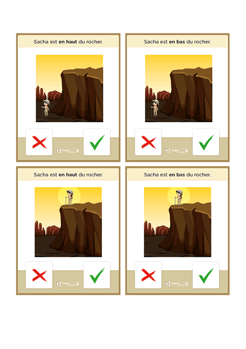 Cartes memory sur les Positions Haut et Bas : Jeux de Vocabulaire Spatial pour la Maternelle