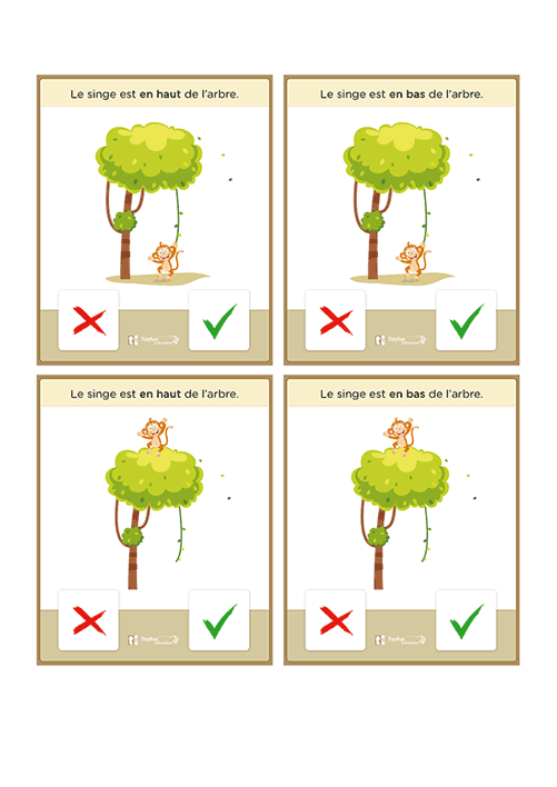 Cartes memory sur les Positions Haut et Bas : Jeux de Vocabulaire Spatial pour la Maternelle