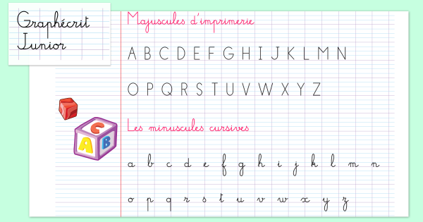Polices d'écriture maternelle à télécharger - Exemple de caractères - Ecriture enfants Graphécrit Junior