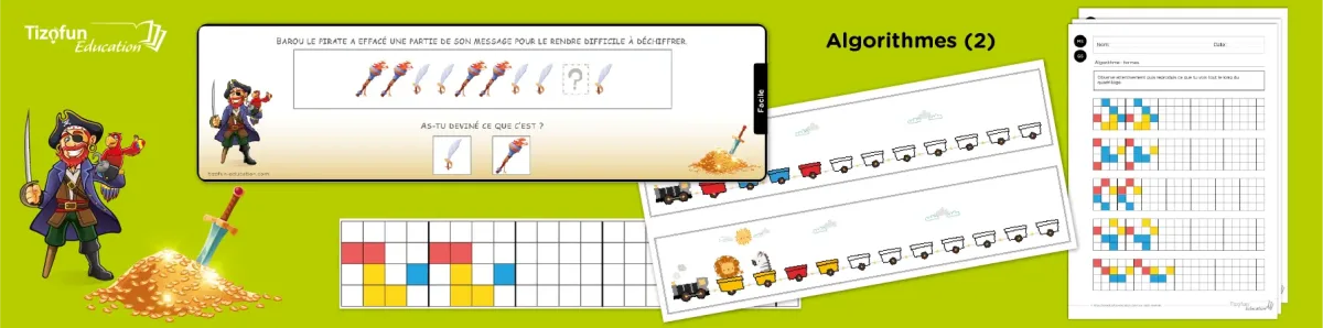 Activités d’algorithme Activités d'algorithmes pour la moyenne section et la grande section: fiches et jeux à imprimer maternelle ms gs