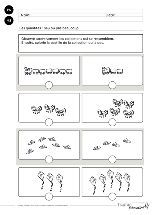 Comparaison Quantit s Peu Beaucoup Fiches Maternelle Imprimer 