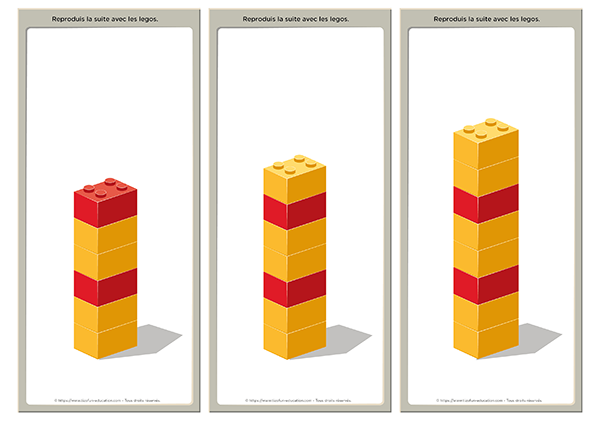 Séquences Reproduction Modèles LEGO : Jeu de Cartes Mémoire Éducatives