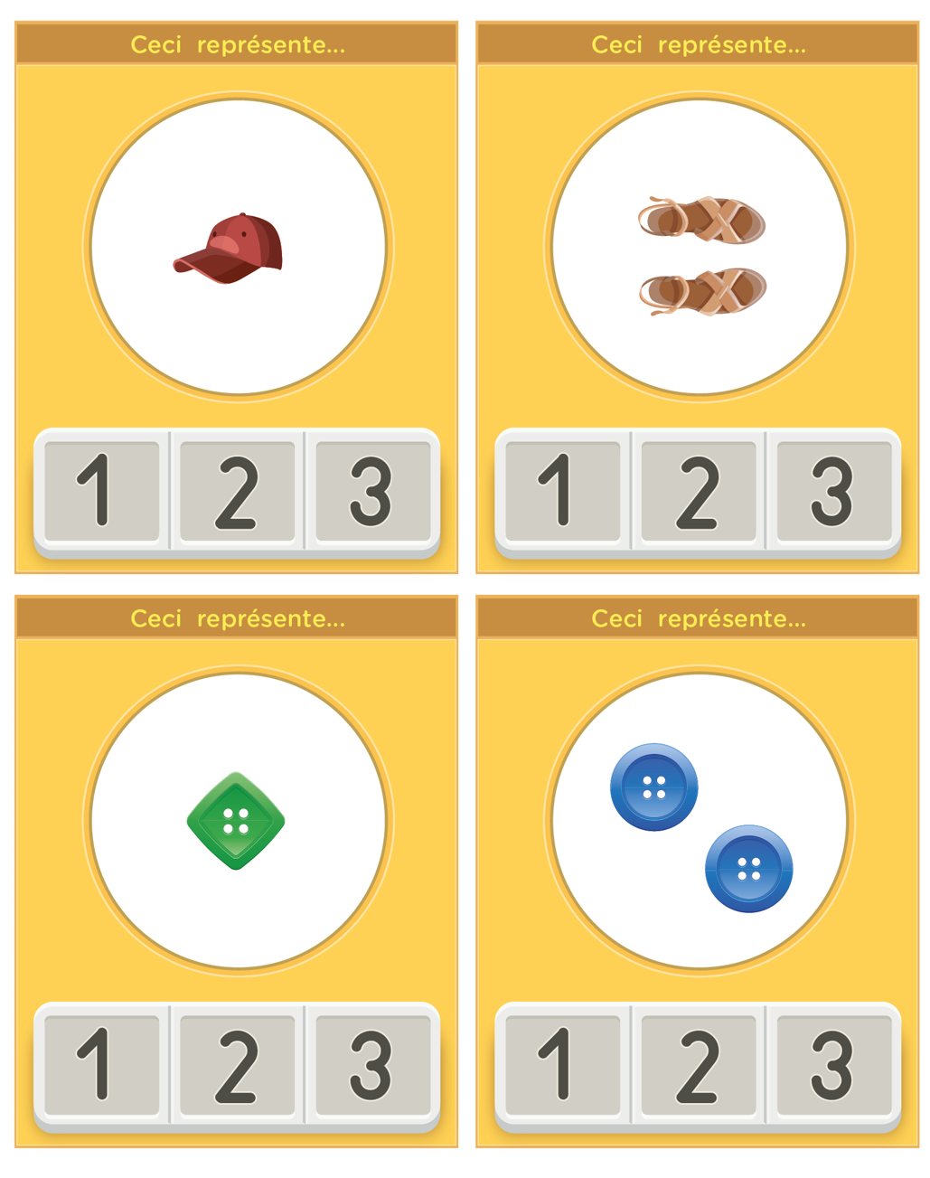 Carte mémoires pour le dénombrement en maternelle petite section et moyenne section - apprendre compter 1 2 3 enfants