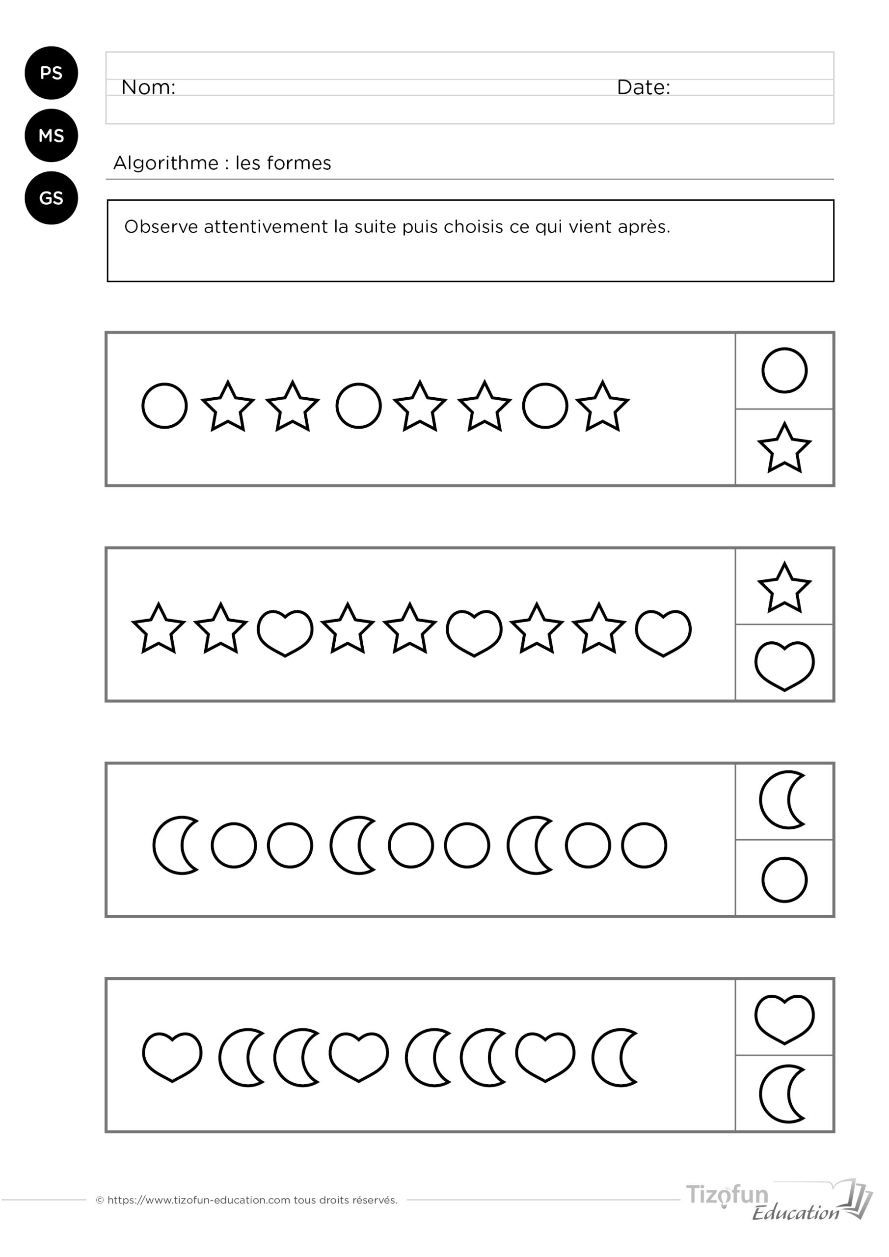 algorithme formes géométriques enfant