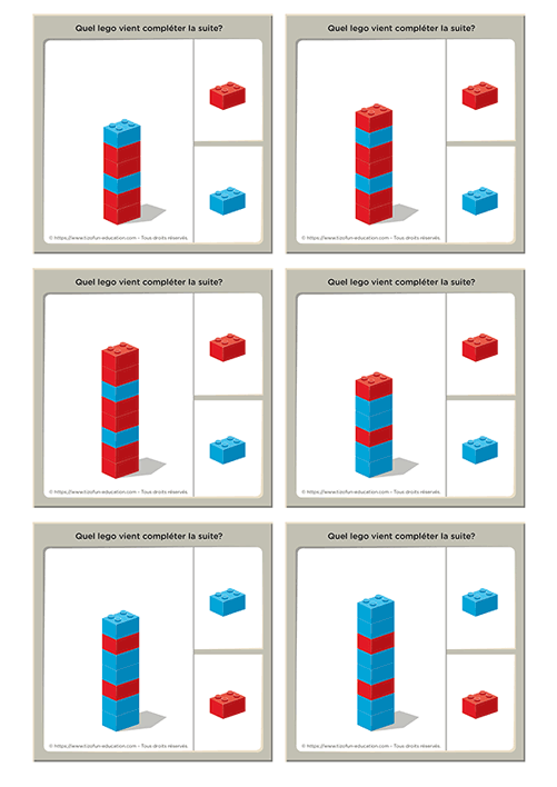 Carte mémoire pour reproduire les rythme et apprendre les suites logiques en maternelle