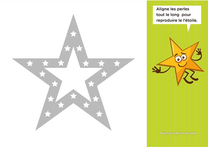 aligner les perles ou les boules de pâte à modeler le long de l'étoile - reconnaître, nommer les formes géométriques en maternelle